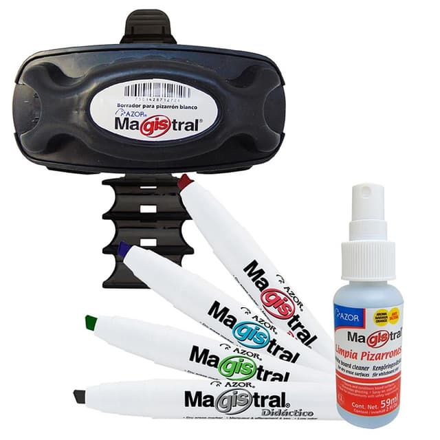 Kit Marcadores Azor Magistral Didáctico Punta Cincel 6mm Para Pizarrón Blanco