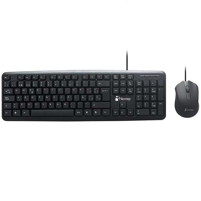 Kit Teclado y Mouse Nextep alambrico USB negro NE-416
