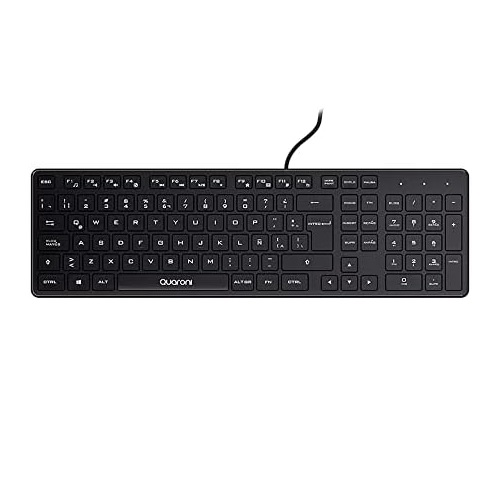 Teclado Quaroni alambrico USB negro estandar (TAQ01)