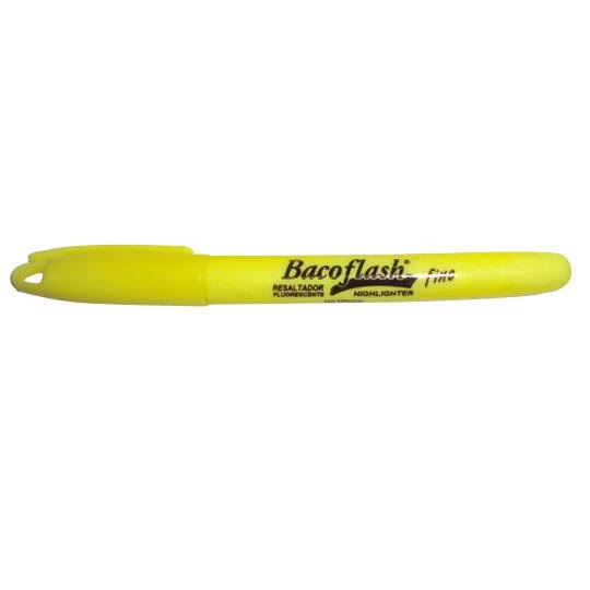 Resaltador Baco Flash Punta Fina Amarillo Fluorescente Tinta Secado Rápido