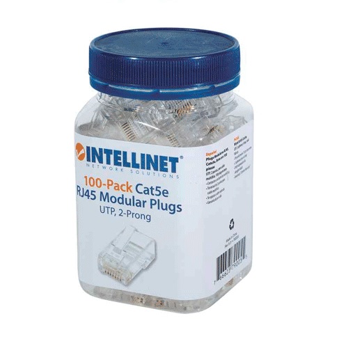 Conector RJ45 Intellinet 790055 Cat 5e Plug Modular 1 Gbps 100 Piezas