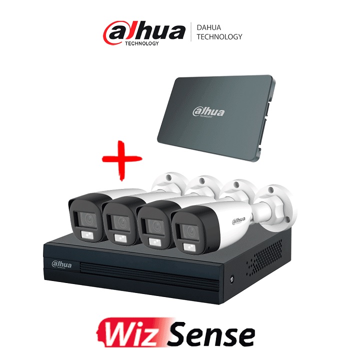 Kit Videovigilancia Dahua WizSense DVR 4 Canales 4 Cámaras 2MP SSD 512GB